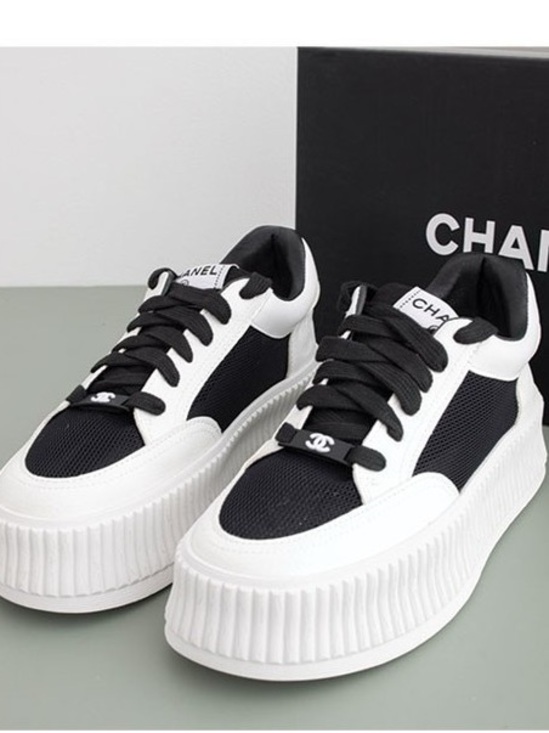 CHANEL Shoes - CHANEL Black and White Chunky Platform Sneakers